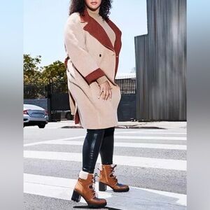 Women's Cream and Brown Coat